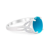 Art Deco Oval Natural Stone Trinity Ring