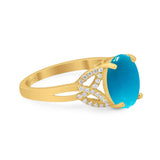 Art Deco Oval Natural Stone Trinity Ring