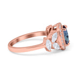 Oval Natural Stone Halo Ring