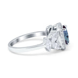 Oval Natural Stone Halo Ring