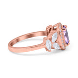 Oval Natural Stone Halo Ring