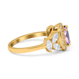 Oval Natural Stone Halo Ring