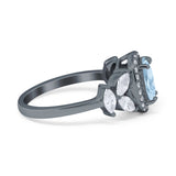 Oval Natural Stone Halo Ring