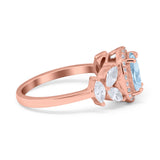 Oval Natural Stone Halo Ring