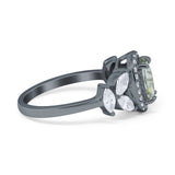 Oval Natural Stone Halo Ring