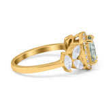 Oval Natural Stone Halo Ring