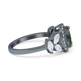 Oval Natural Stone Halo Ring