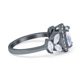 Oval Natural Stone Halo Ring