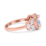 Oval Natural Stone Halo Ring