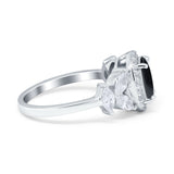 Oval Natural Stone Halo Ring