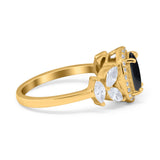 Oval Natural Stone Halo Ring