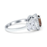 Oval Natural Stone Halo Ring