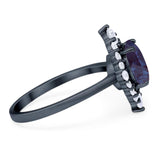 Vintage Style Round Natural Stone Halo Ring