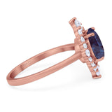 Vintage Style Round Natural Stone Halo Ring