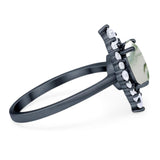 Vintage Style Round Natural Stone Halo Ring