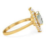 Vintage Style Round Natural Stone Halo Ring