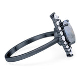 Vintage Style Round Natural Stone Halo Ring