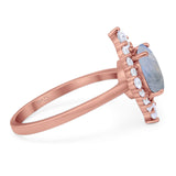 Vintage Style Round Natural Stone Halo Ring