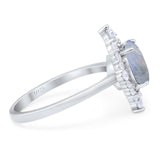 Vintage Style Round Natural Stone Halo Ring