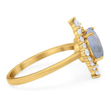 Vintage Style Round Natural Stone Halo Ring