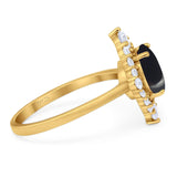 Vintage Style Round Natural Stone Halo Ring