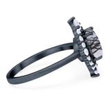 Vintage Style Round Natural Stone Halo Ring