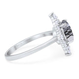 Vintage Style Round Natural Stone Halo Ring