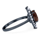 Vintage Style Round Natural Stone Halo Ring