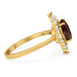 Vintage Style Round Natural Stone Halo Ring