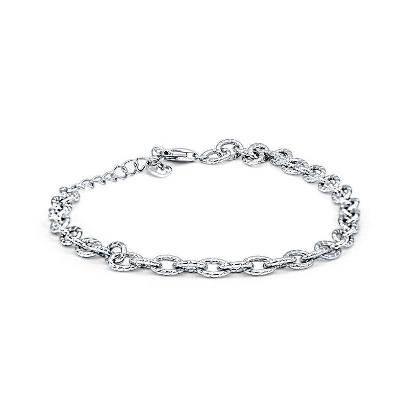 Minimalist 7.5" Link Chain Interlocking Bracelet 925 Sterling Silver