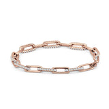 7 In Long Paperclip Link Chain 4mm Interlocking Bracelet 925 Sterling Silver