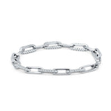 7 In Long Paperclip Link Chain 4mm Interlocking Bracelet 925 Sterling Silver