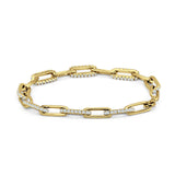 7 In Long Paperclip Link Chain 4mm Interlocking Bracelet 925 Sterling Silver