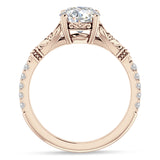 10K Gold IGI Certified Round 3 Carat Lab Grown Diamond Art Deco Split Shank Floral Ring