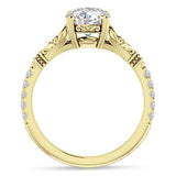 14K Gold IGI Certified Round 1 Carat Lab Grown Diamond Art Deco Split Shank Floral Ring