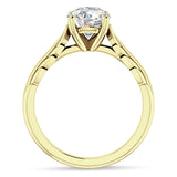 18K Gold IGI Certified Round 2 Carat Lab Grown Diamond Leaf Solitaire Ring