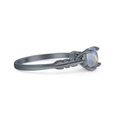 Art Deco Round Natural Stone Solitaire Ring