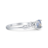 Art Deco Round Natural Stone Solitaire Ring