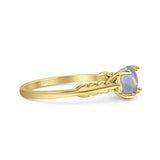 Art Deco Round Natural Stone Solitaire Ring