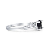 Art Deco Round Natural Stone Solitaire Ring