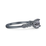 Art Deco Round Natural Stone Solitaire Ring