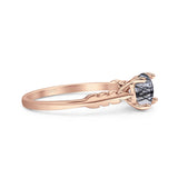 Art Deco Round Natural Stone Solitaire Ring