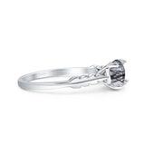 Art Deco Round Natural Stone Solitaire Ring