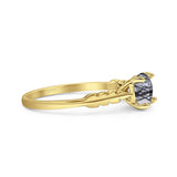 Art Deco Round Natural Stone Solitaire Ring