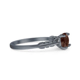 Art Deco Round Natural Stone Solitaire Ring