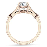 18K Gold IGI Certified Round 1 Carat Lab Grown Diamond Art Deco Beaded Ring