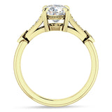 18K Gold IGI Certified Round 2 Carat Lab Grown Diamond Art Deco Beaded Ring