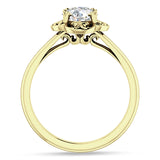 14K Gold IGI Certified Round 1 Carat Lab Grown Diamond Art Deco Solitaire Ring