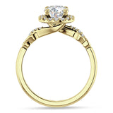 14K Gold IGI Certified Round 1 Carat Lab Grown Diamond Art Deco Twisted Halo Ring