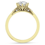 10K Gold IGI Certified Round 1 Carat Lab Grown Diamond Art Deco Marquise Style Ring